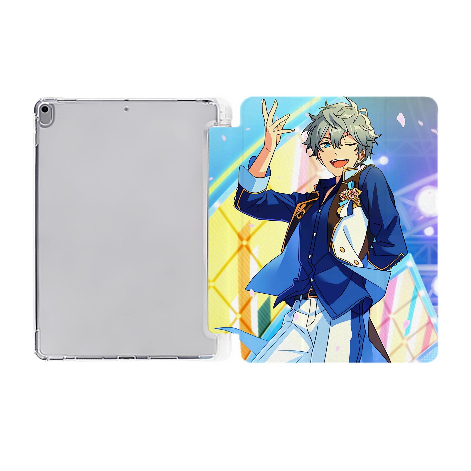 （画像用） あんさんぶるスターズ! Ensemble Stars IPad ケース ペン収納付き 三つ折りスタンド PUレザー×シリコン 対応機種9.5/10.5/10.9インチ